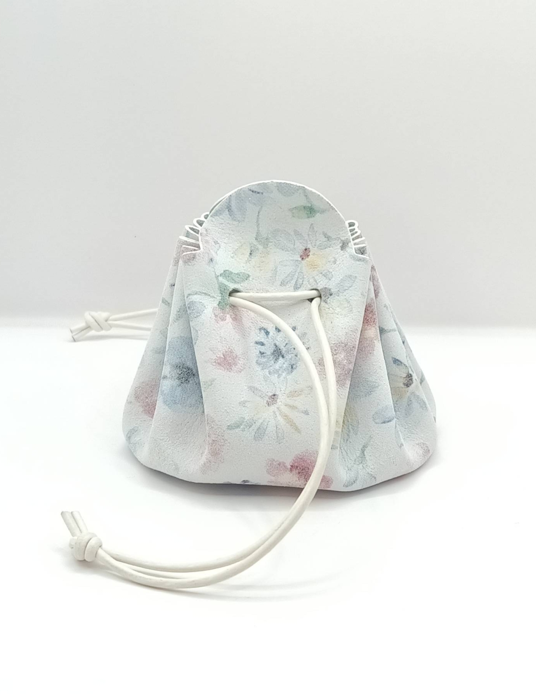 Grande bourse Blanc fleuri Touché velours