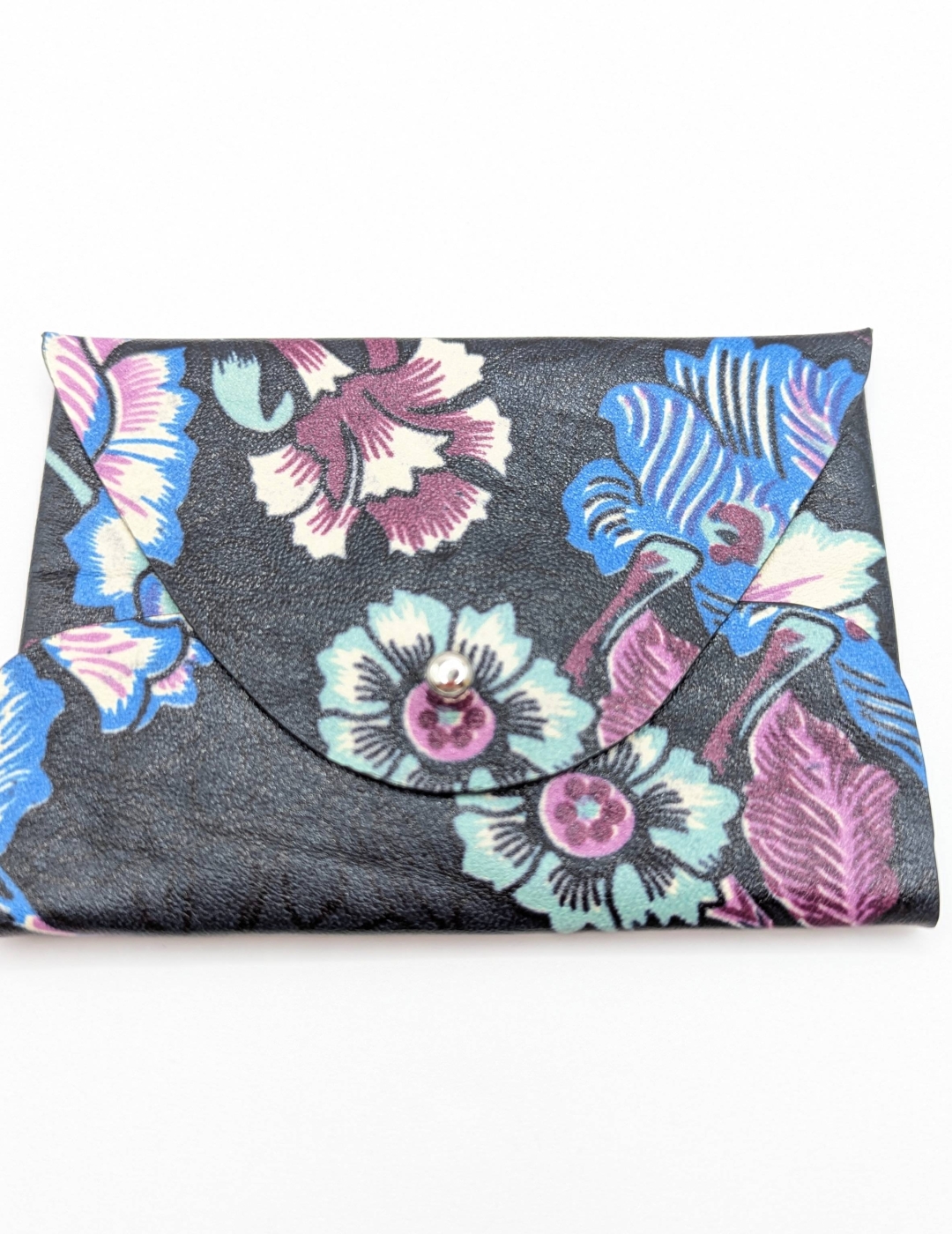 Porte-cartes Noir à grosses fleurs