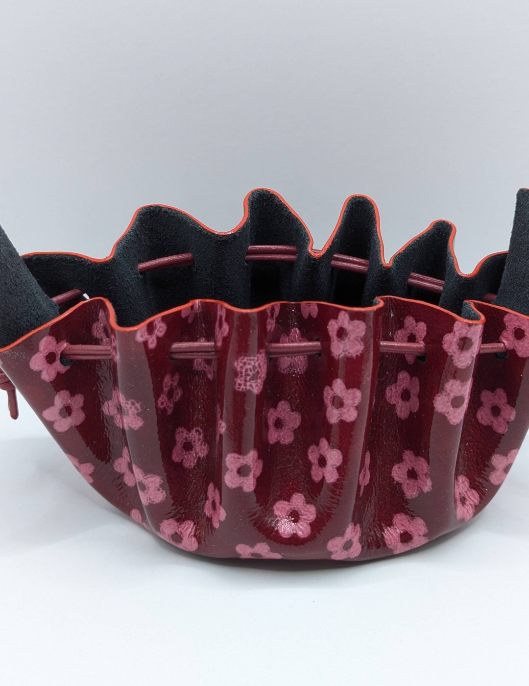 Grande bourse Rouge cerise Motif petites fleurs