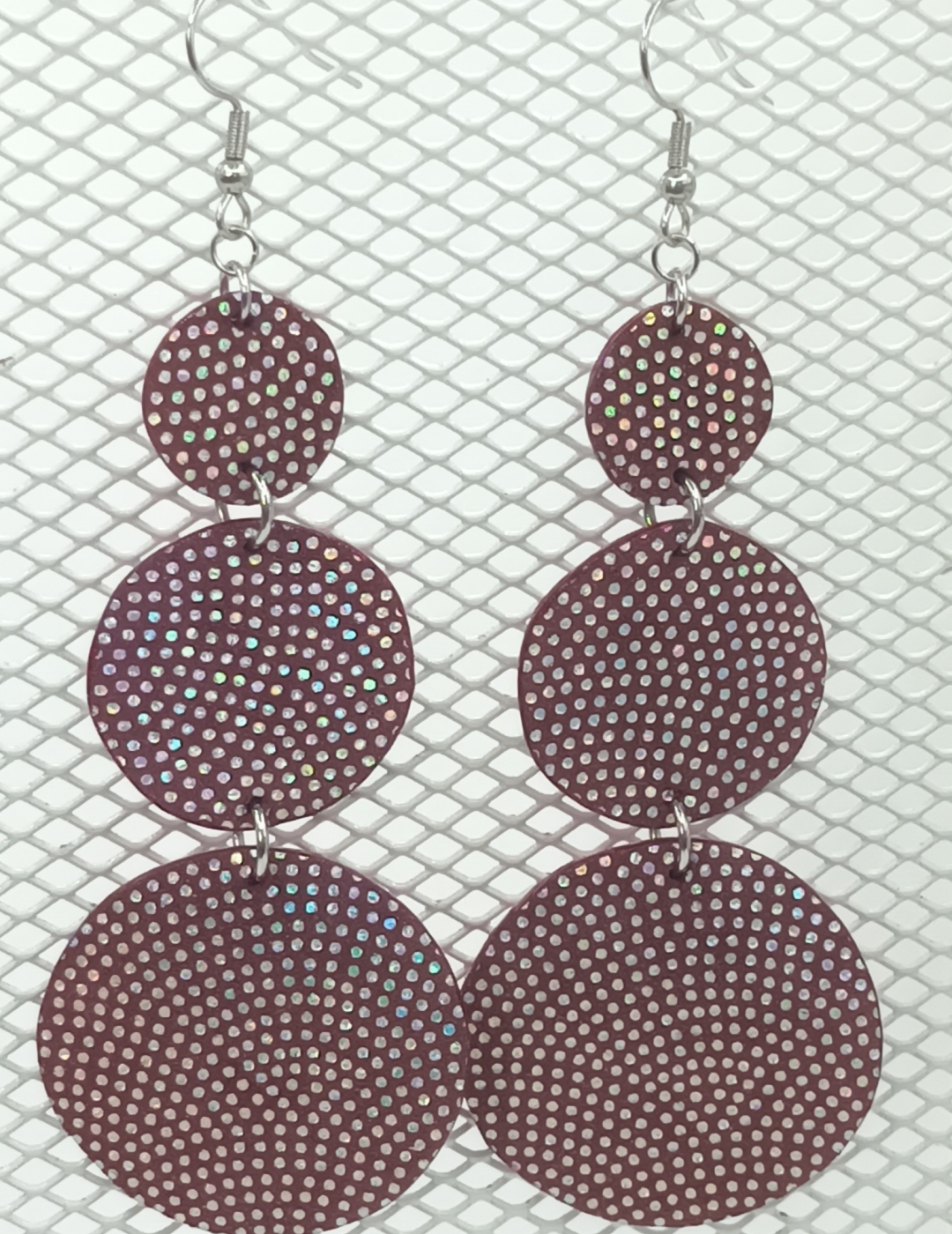Grandes Boucles d’oreilles bulle bordeaux pailletté