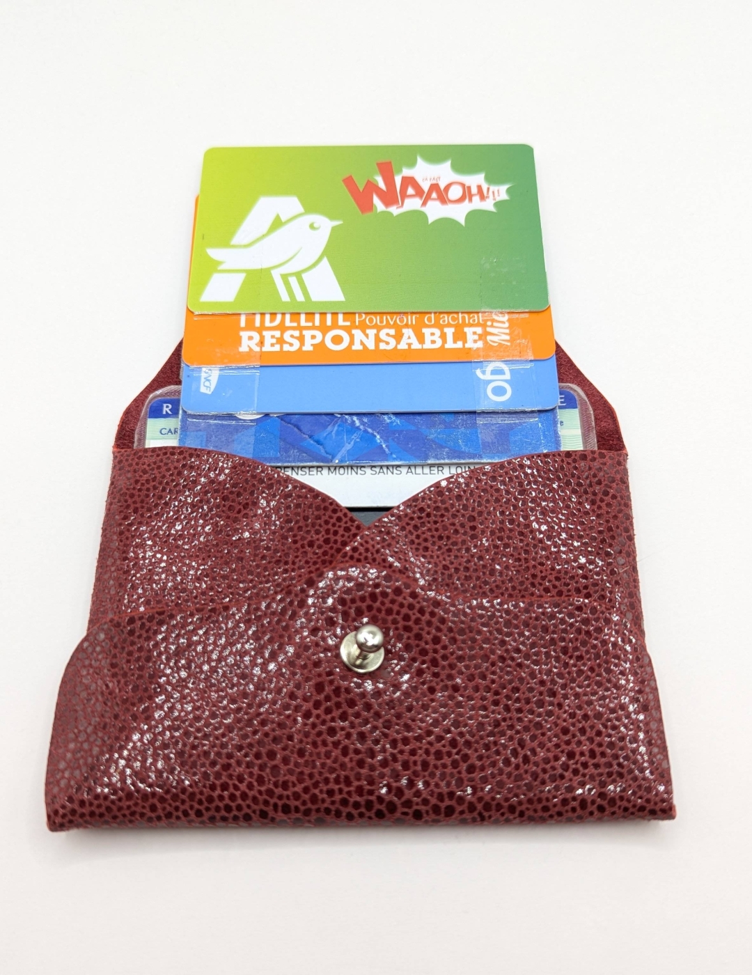 Porte-cartes Rouge imitation grain galuchat