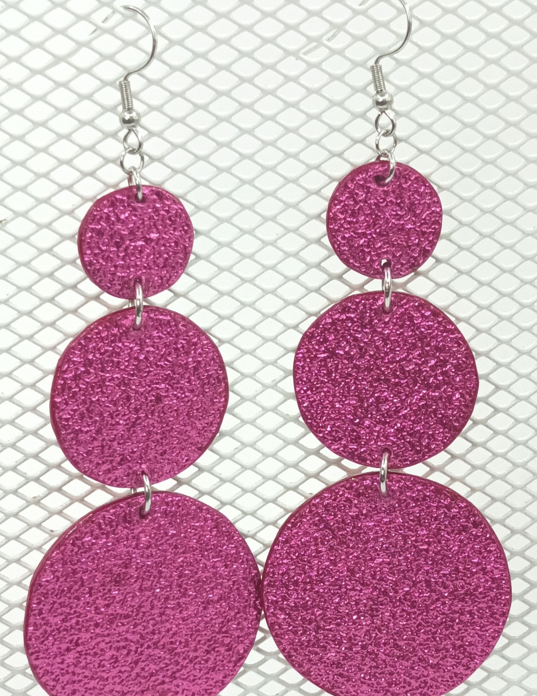 Grandes Boucles d’oreilles bulle rose pailletté