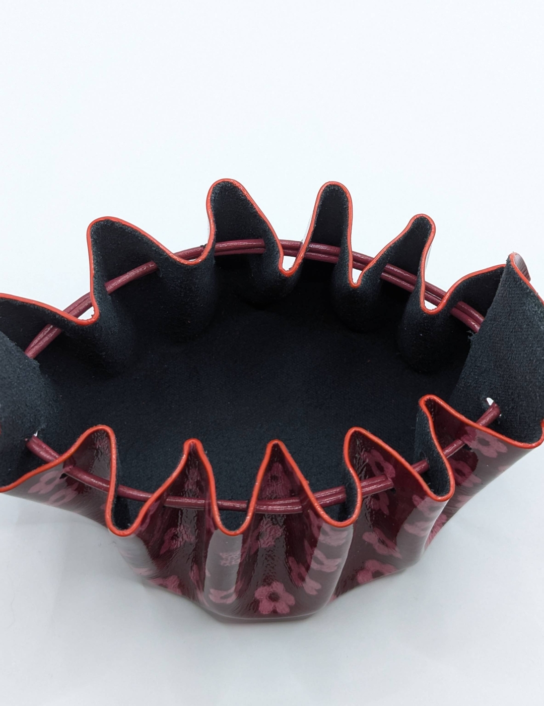 Grande bourse Rouge cerise Motif petites fleurs