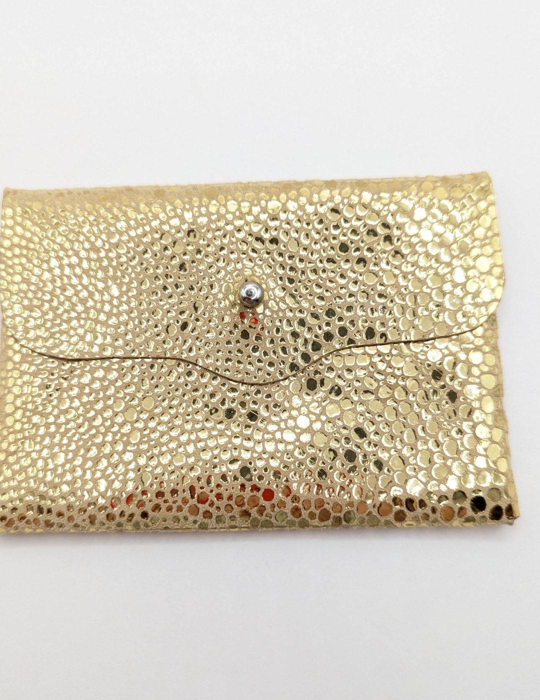 Porte-cartes Doré imitation grain galuchat
