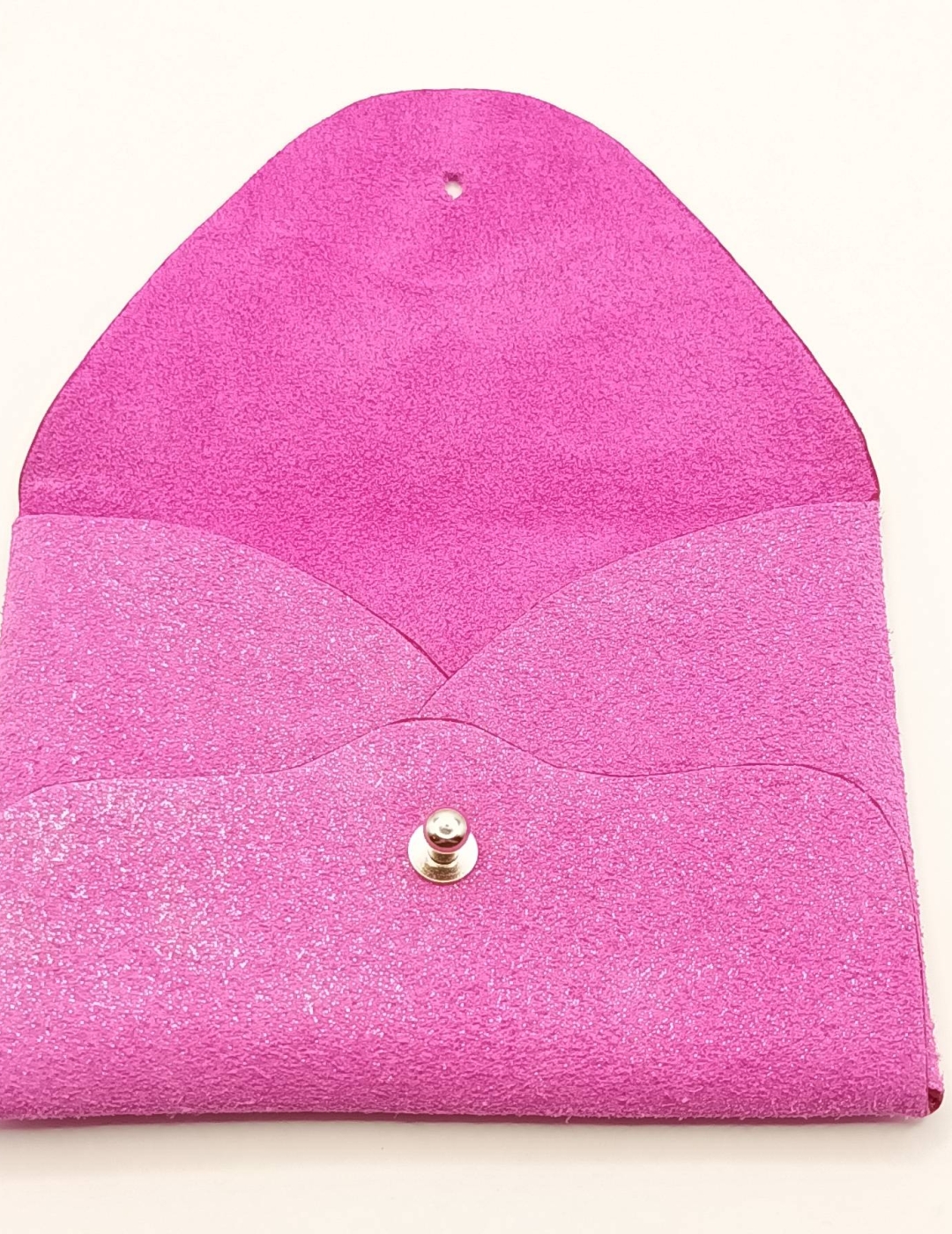 Porte-cartes Rose velours pailleté