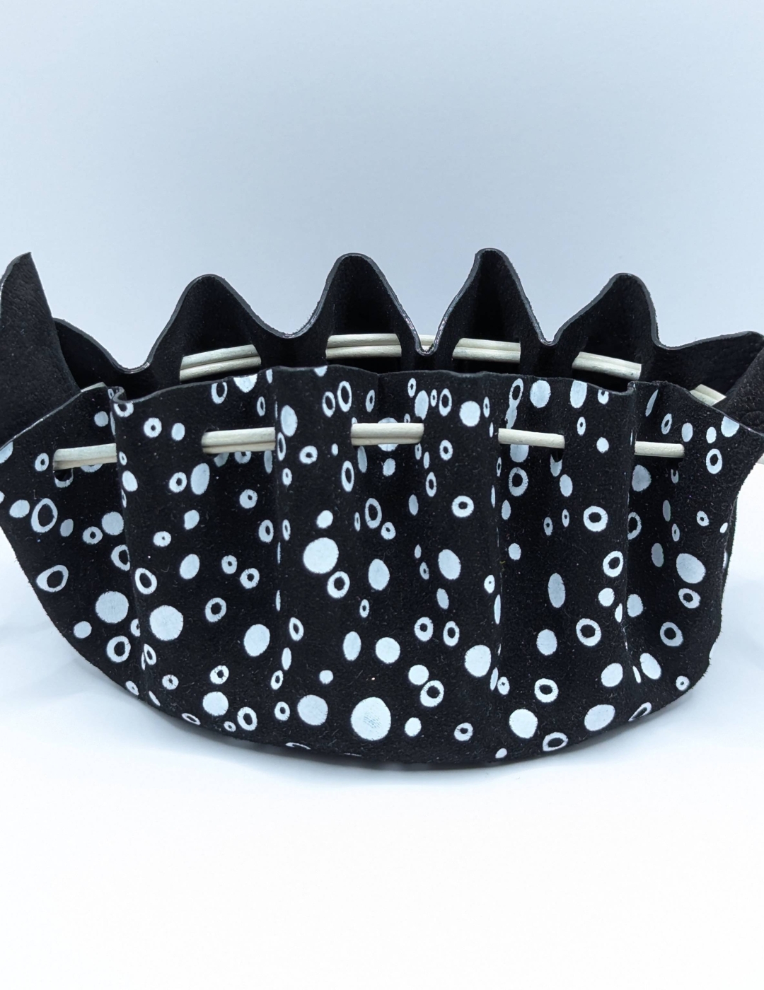 Grande bourse Noir Motif bulles blanches