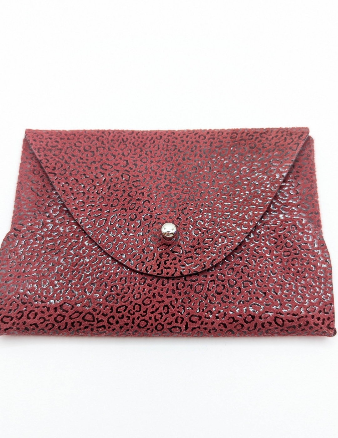 Porte-cartes Bordeaux imitation léopard