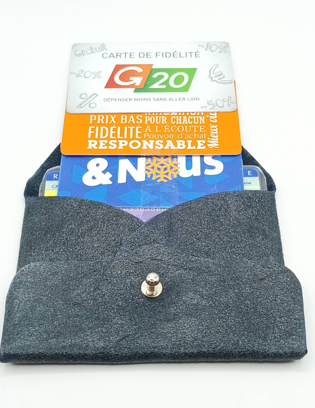 Porte-cartes Noir brut effet velours