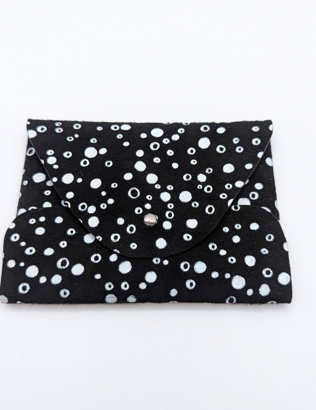 Porte-cartes Noir motif bulles blanches