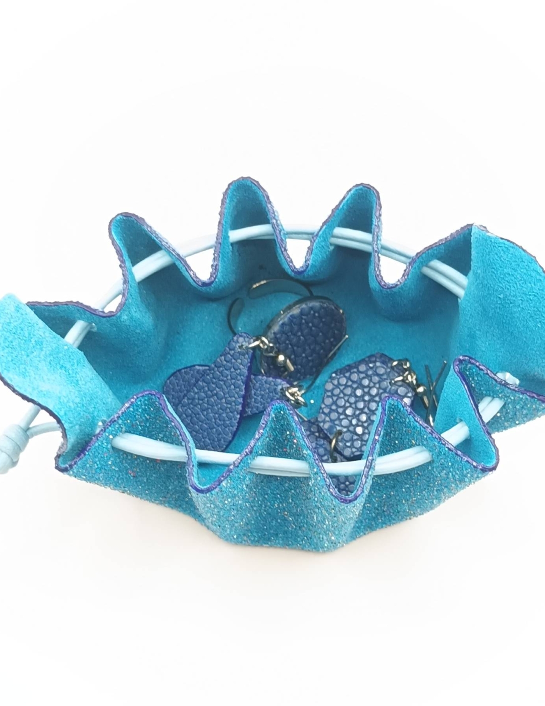 Petite bourse Bleu turquoise Perlé