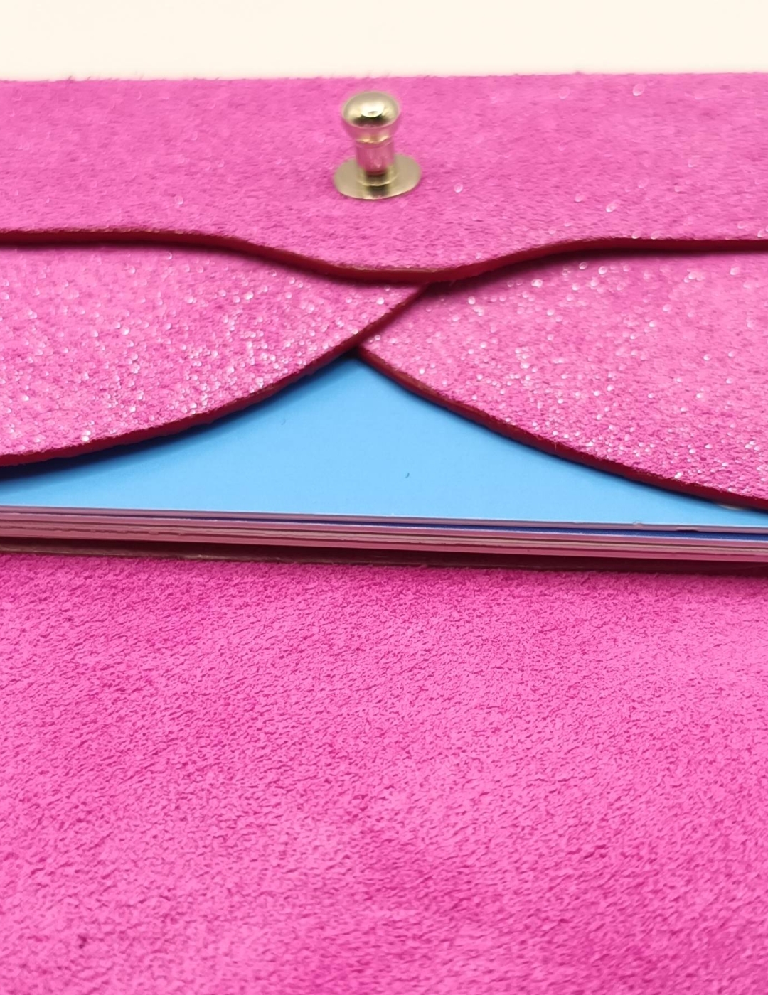 Porte-cartes Rose velours pailleté