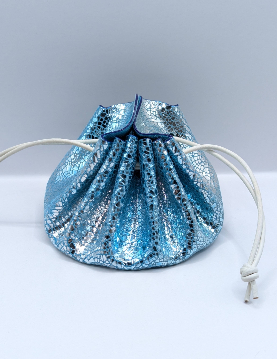 Grande bourse Bleu turquoise et argent Effet craquelé