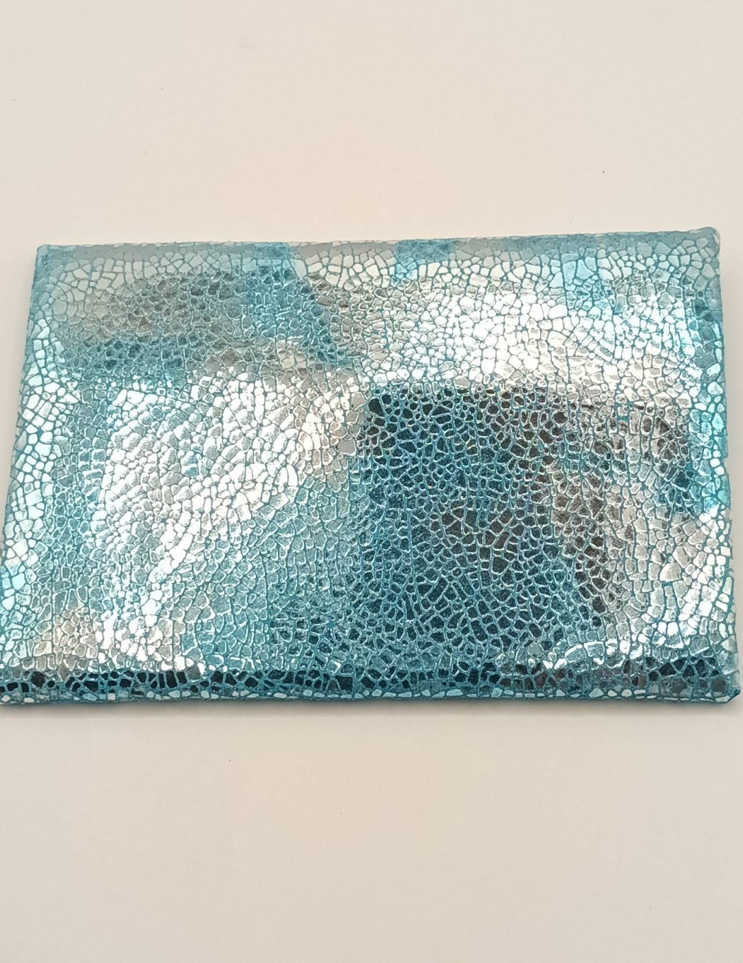 Porte-cartes Bleu craquelé argenté