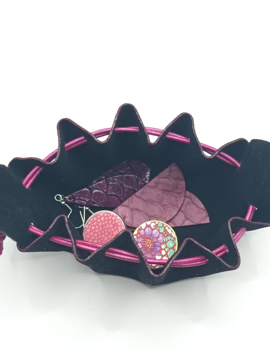 Petite bourse Bordeaux Pailleté rose