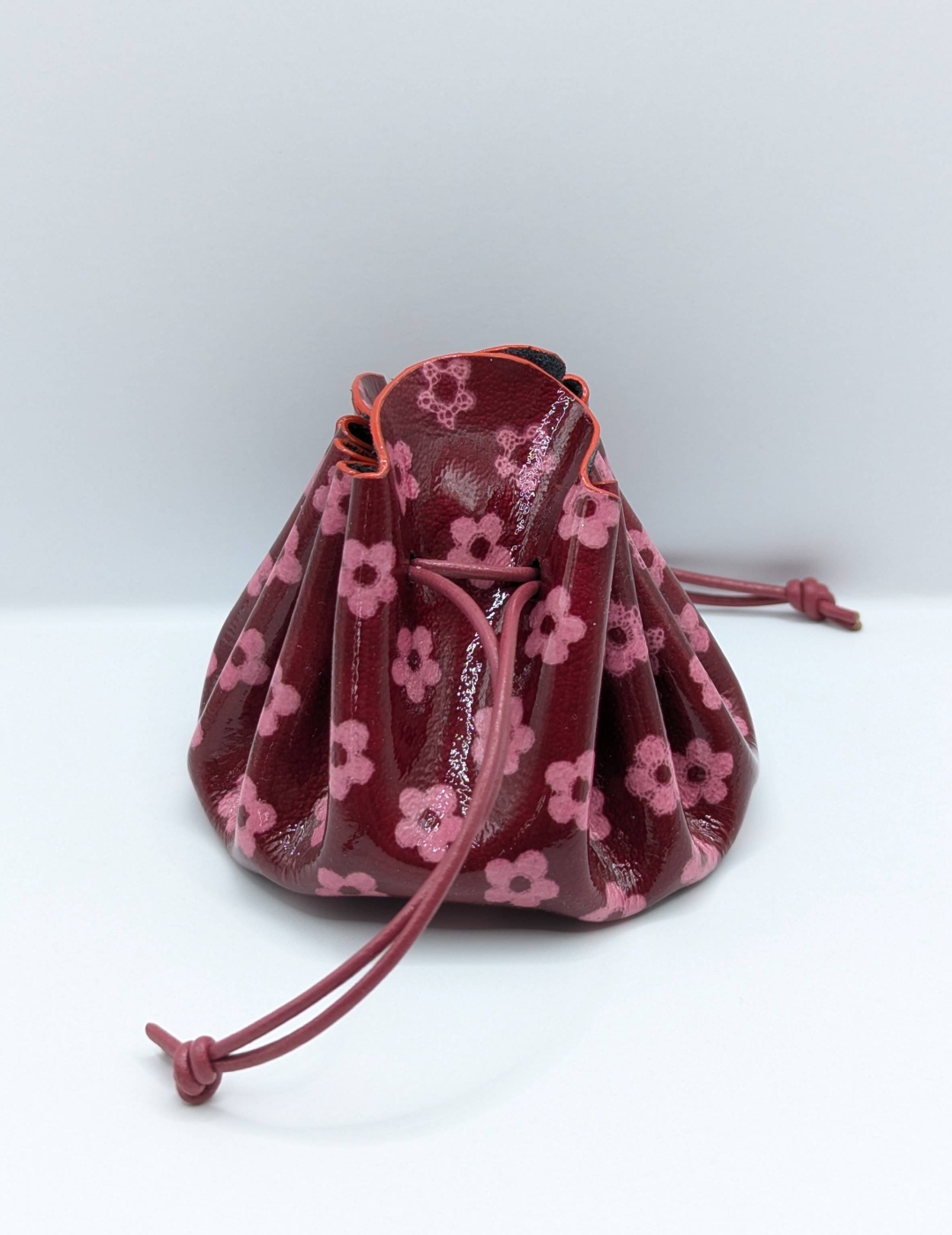 Grande bourse Rouge cerise Motif petites fleurs