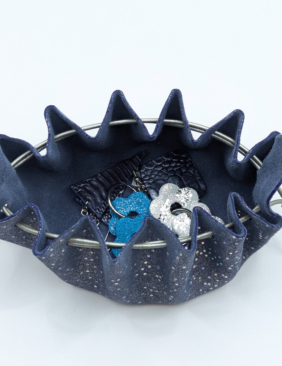 Grande bourse Bleu gris Pailleté