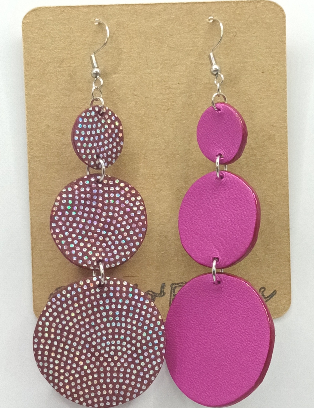 Grandes Boucles d’oreilles bulle bordeaux pailletté