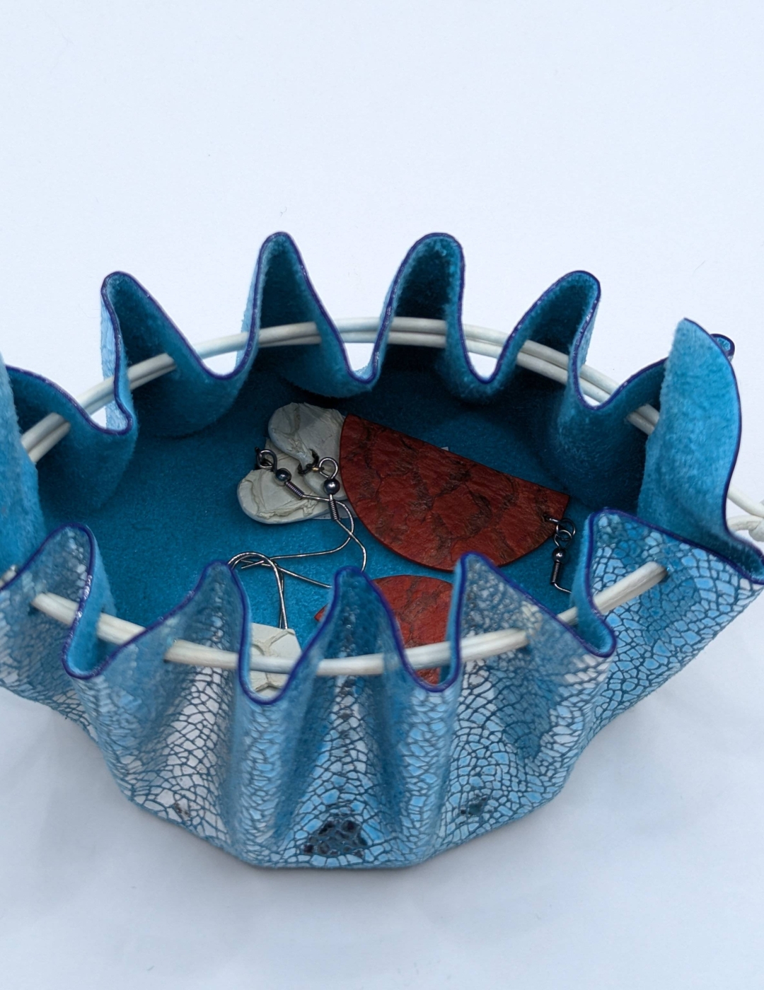 Grande bourse Bleu turquoise et argent Effet craquelé