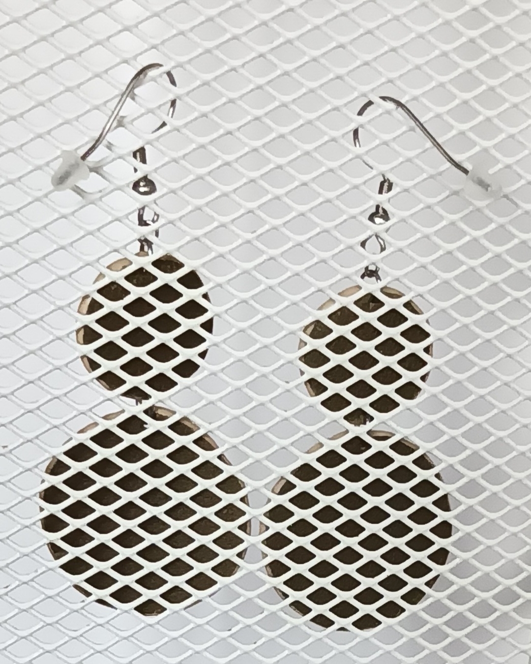 Boucles d’oreilles double rond en galuchat café au lait