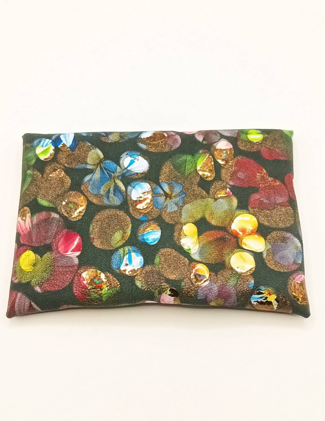 Porte-cartes Noir fleuri doré