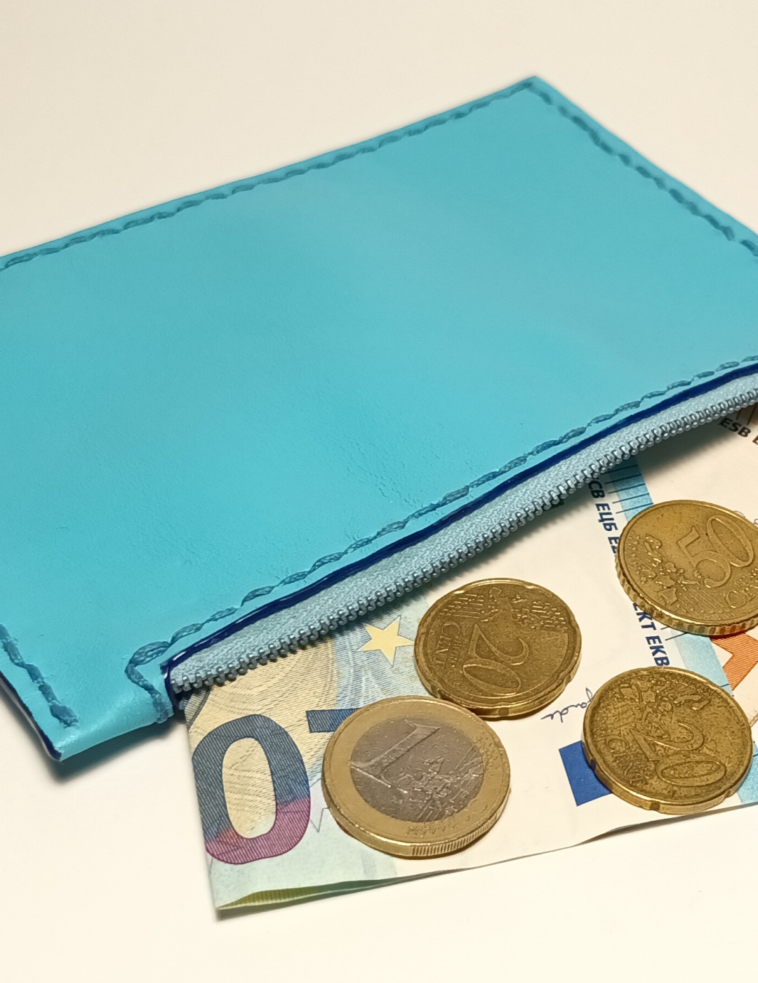 Porte-monnaie leu turquoise et bleu clair