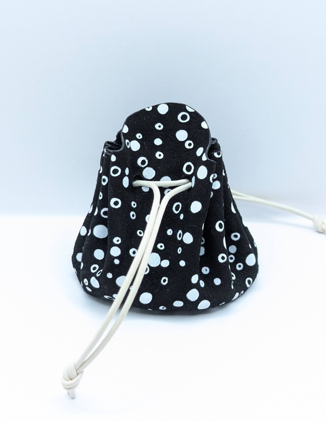 Grande bourse Noir Motif bulles blanches