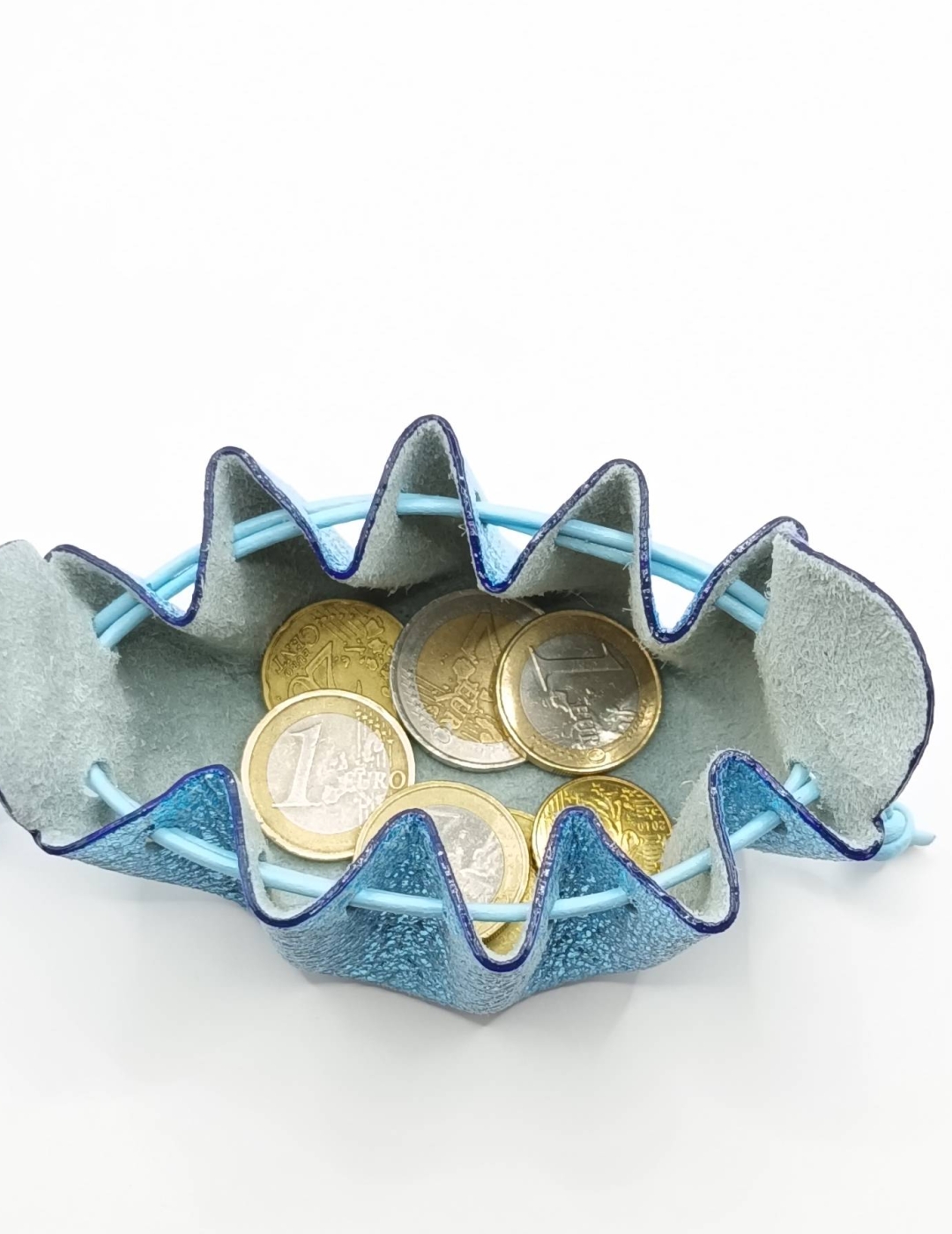 Petite bourse Bleu turquoise Métallisé froissé