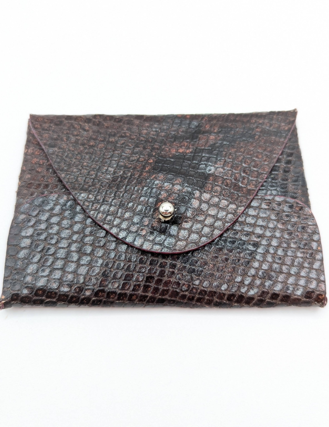 Porte-cartes Bordeaux très foncé imitation serpent