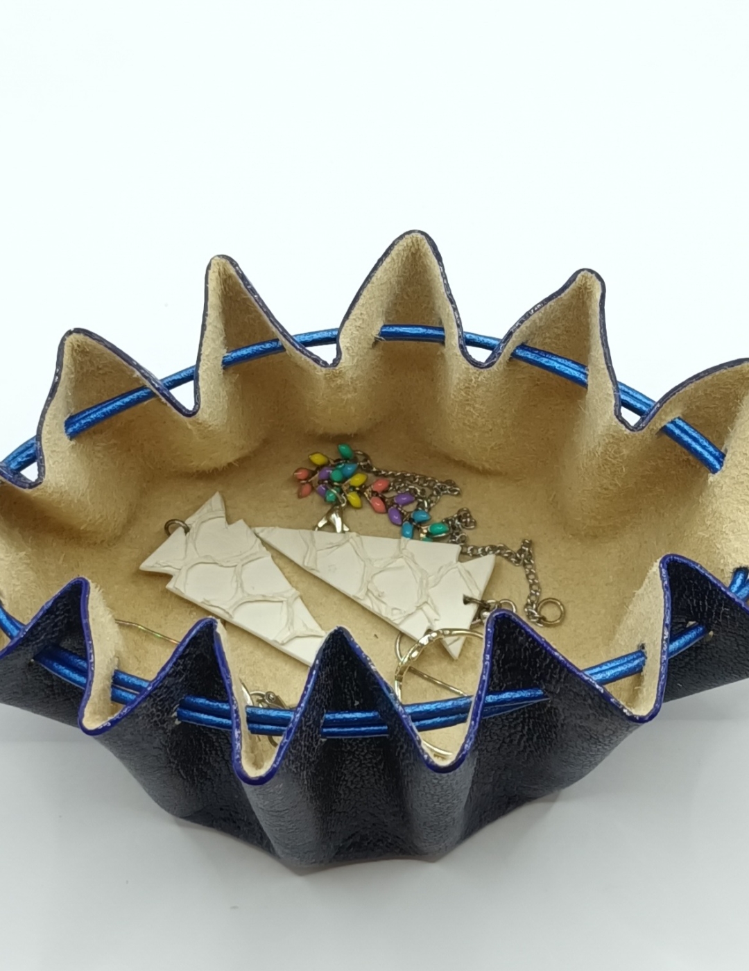 Grande bourse bleu foncé nuancé et bleu métallisé