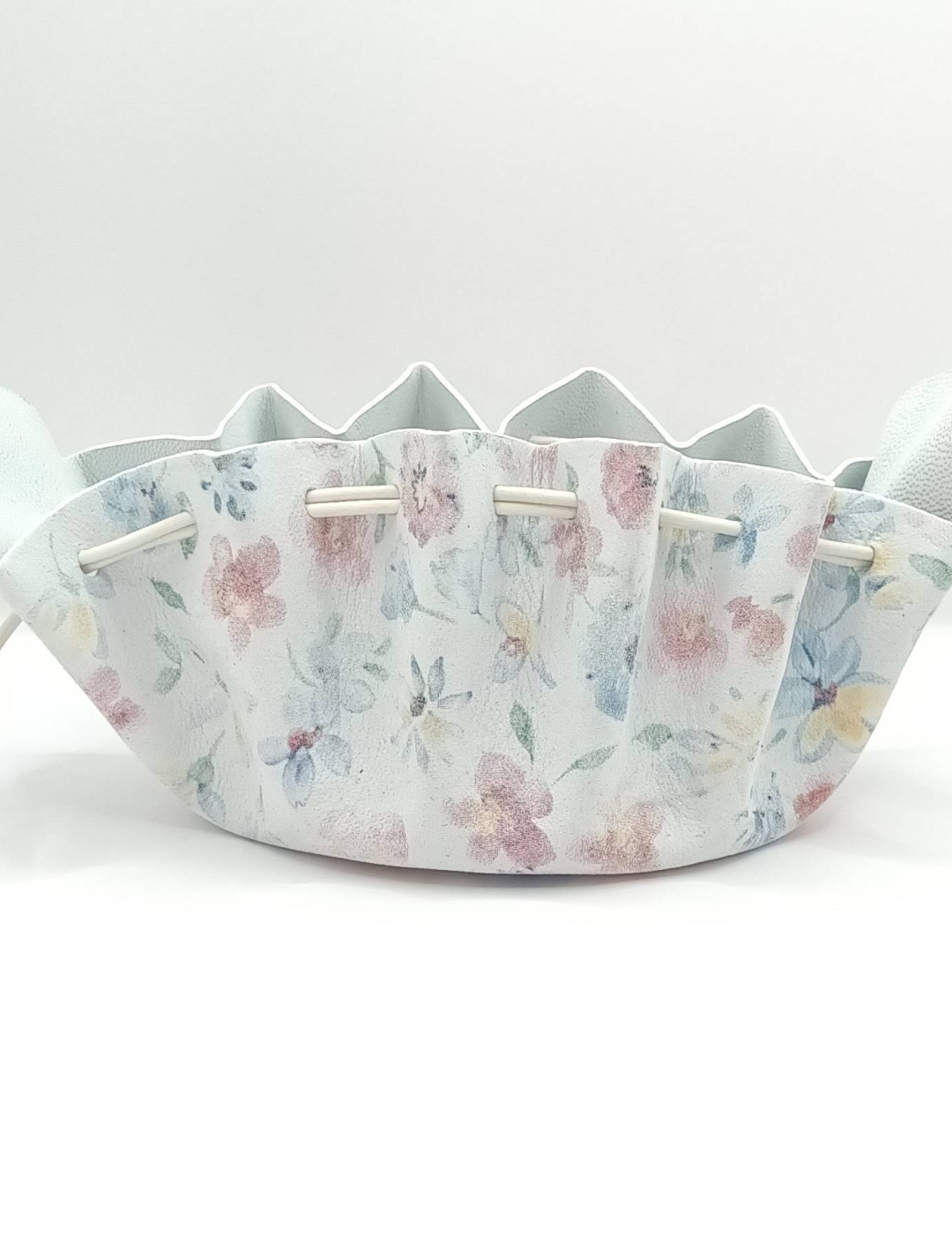 Grande bourse Blanc fleuri Touché velours