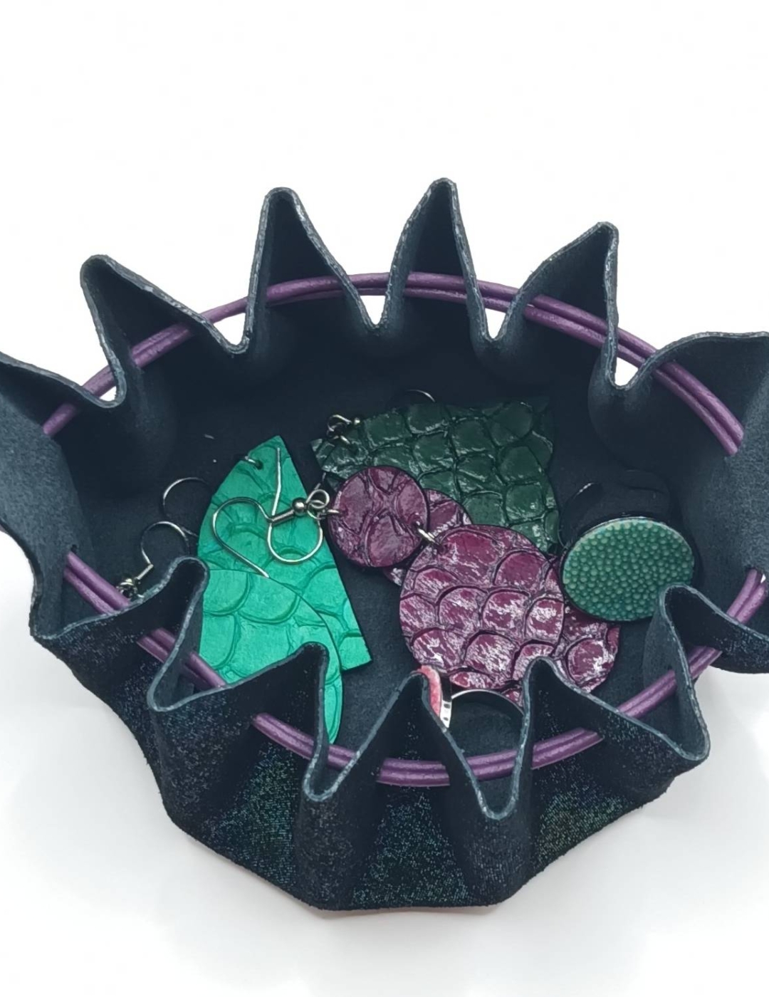 Grande bourse Violet et vert émeraude Métallisé