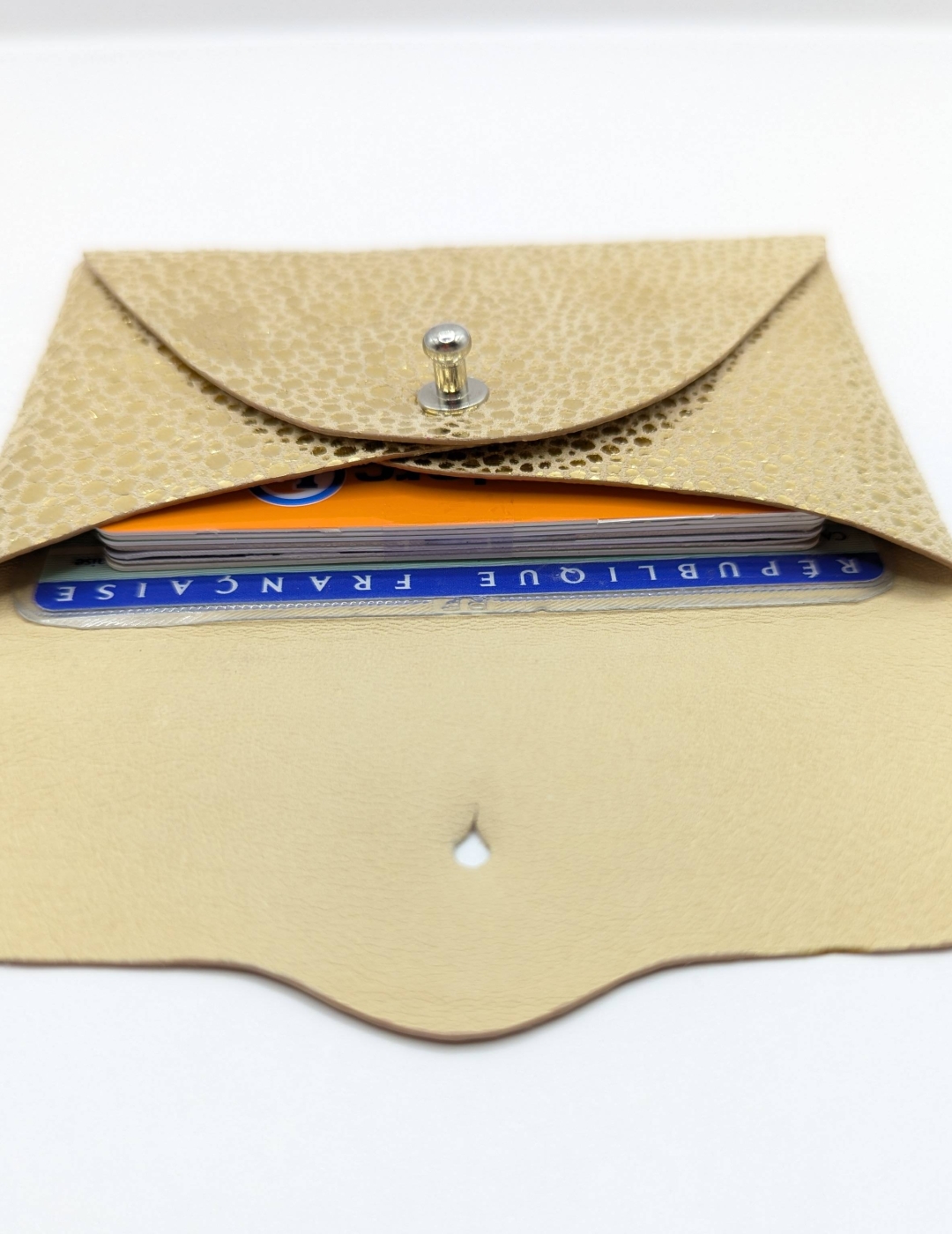 Porte-cartes Doré imitation grain galuchat