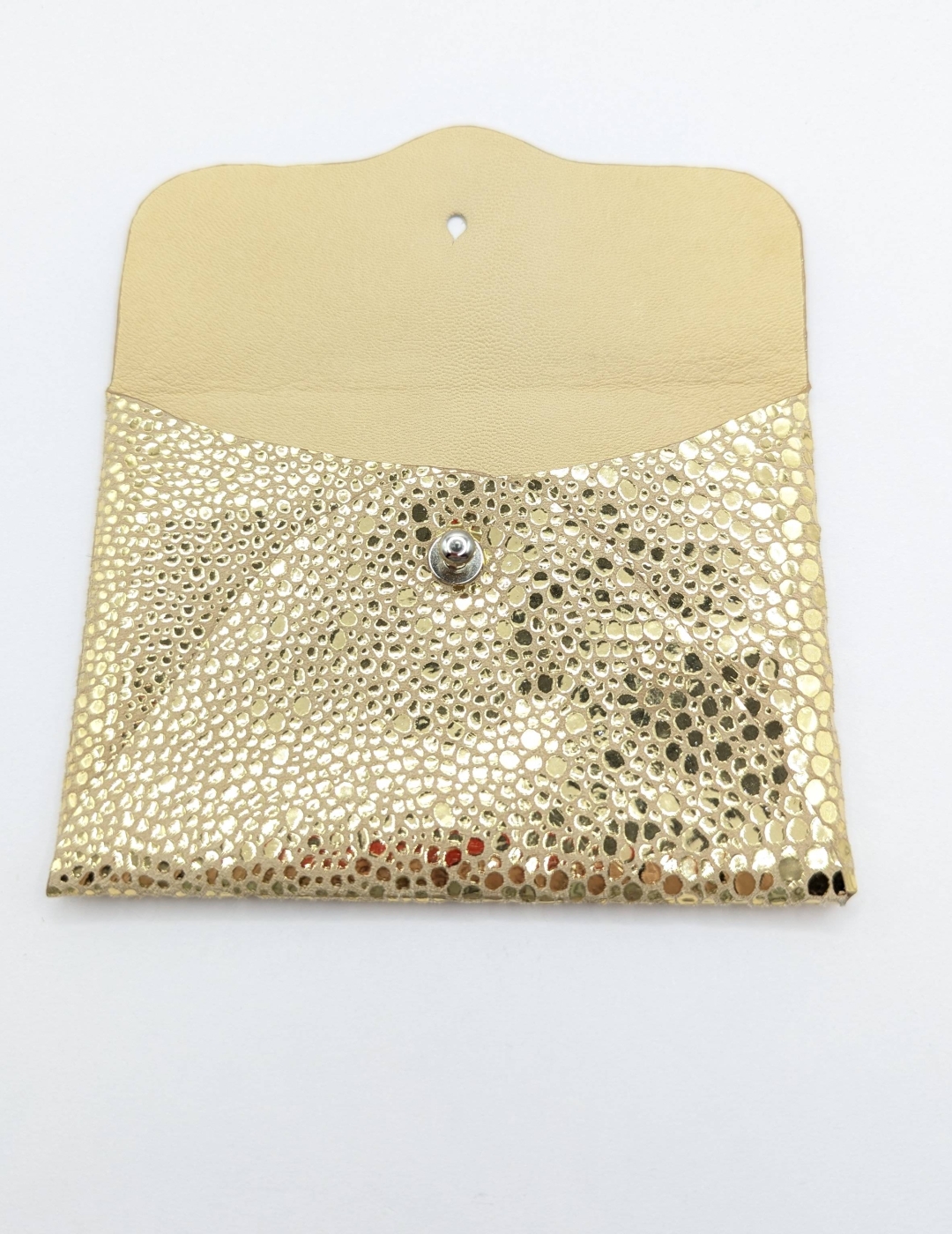 Porte-cartes Doré imitation grain galuchat