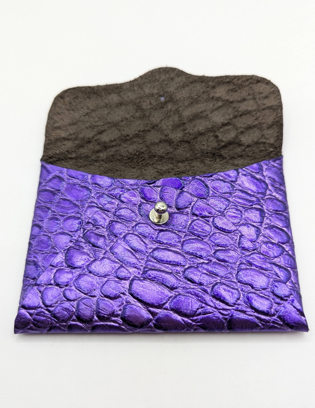 Porte-cartes Violet métallisé imitation crocodile