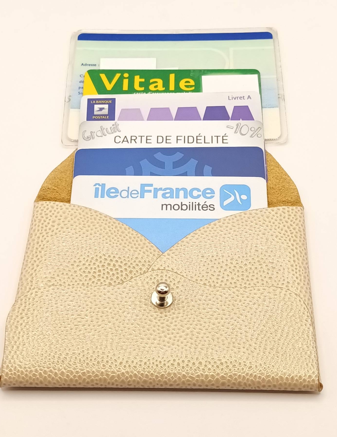 Porte-cartes Champagne grainé