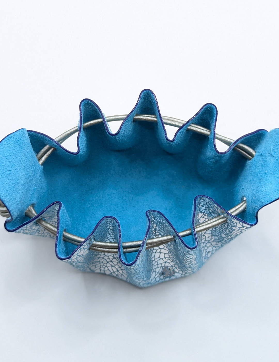 Petite bourse Bleu turquoise et argent Effet craquelé argent