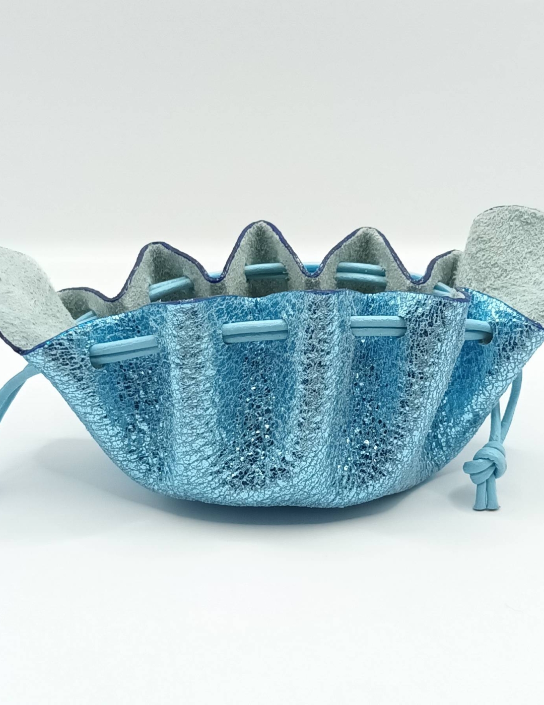 Petite bourse Bleu turquoise Métallisé froissé