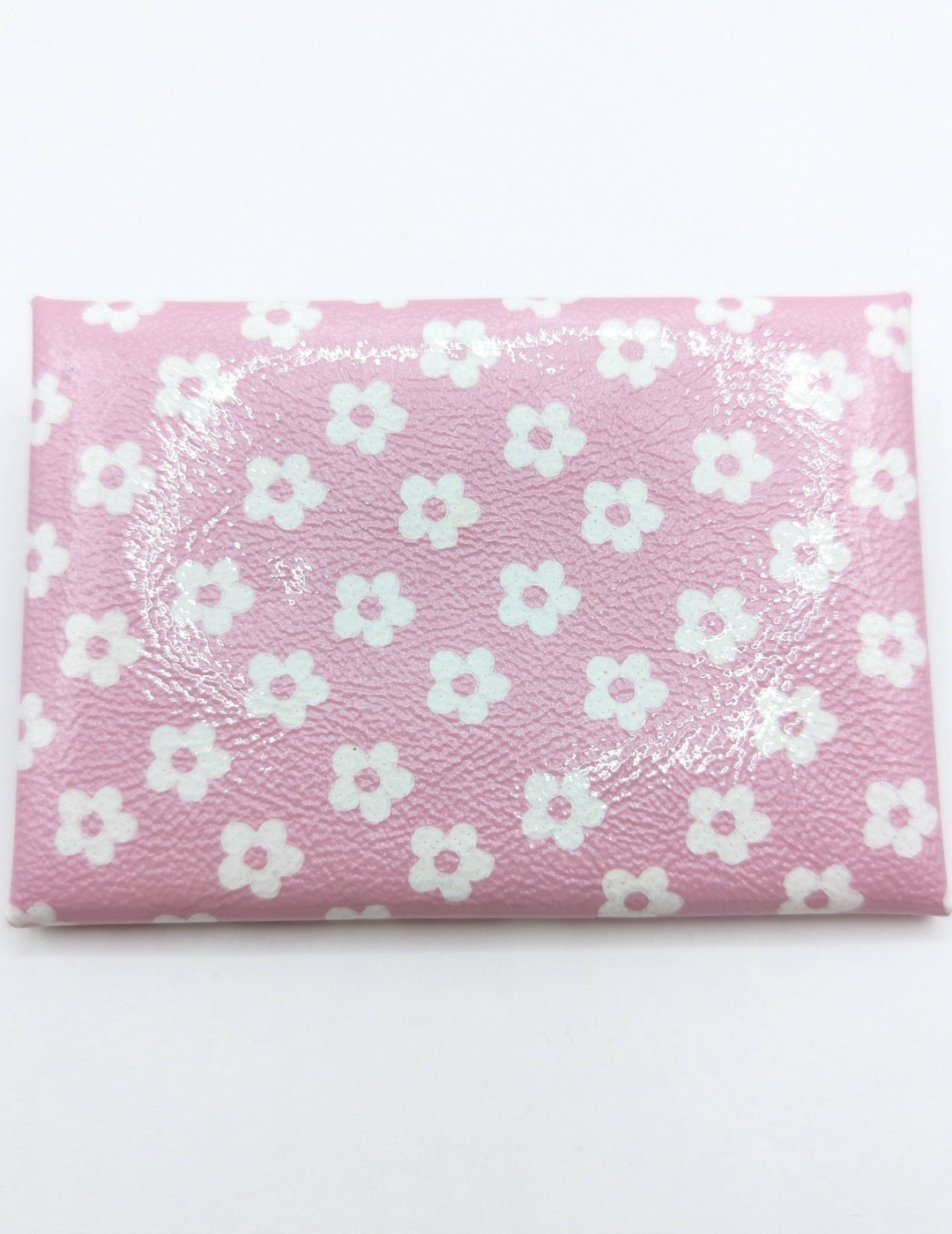 Porte-cartes Rose clair à petites fleurs blanches