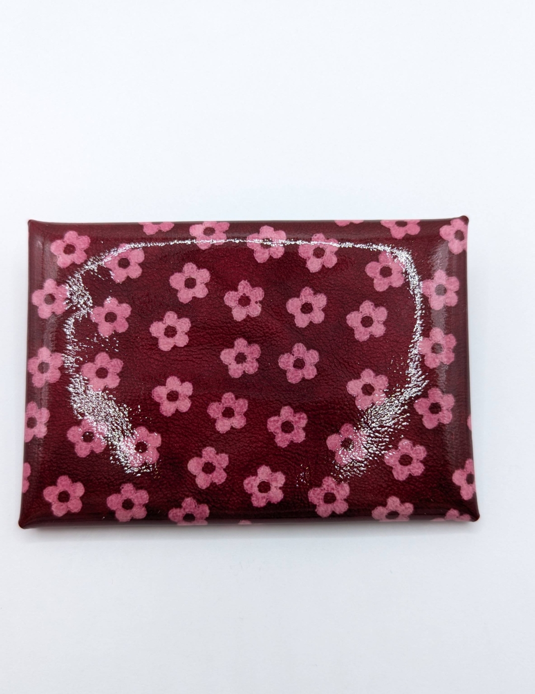 Porte-cartes Rouge à petites fleurs rose