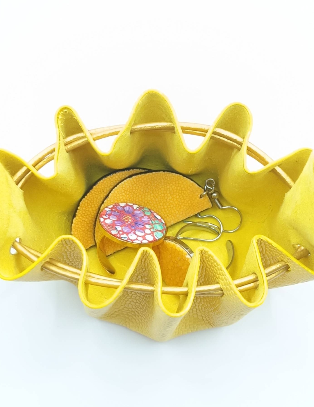 Petite bourse Jaune Grainé