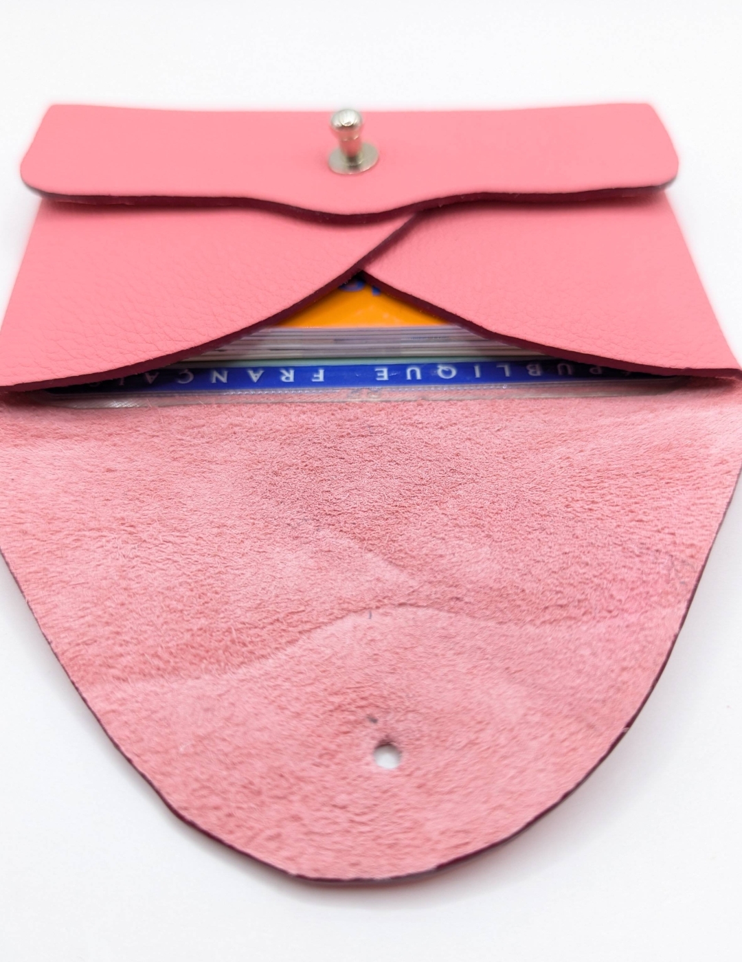 Porte-cartes Rose saumon grainé