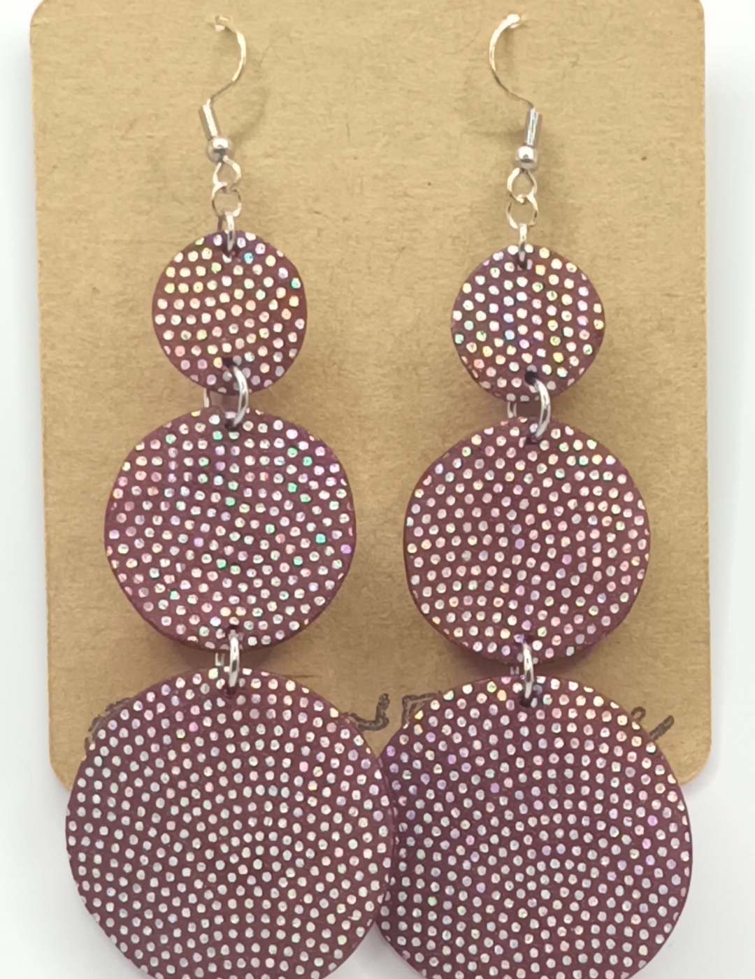 Grandes Boucles d’oreilles bulle bordeaux pailletté