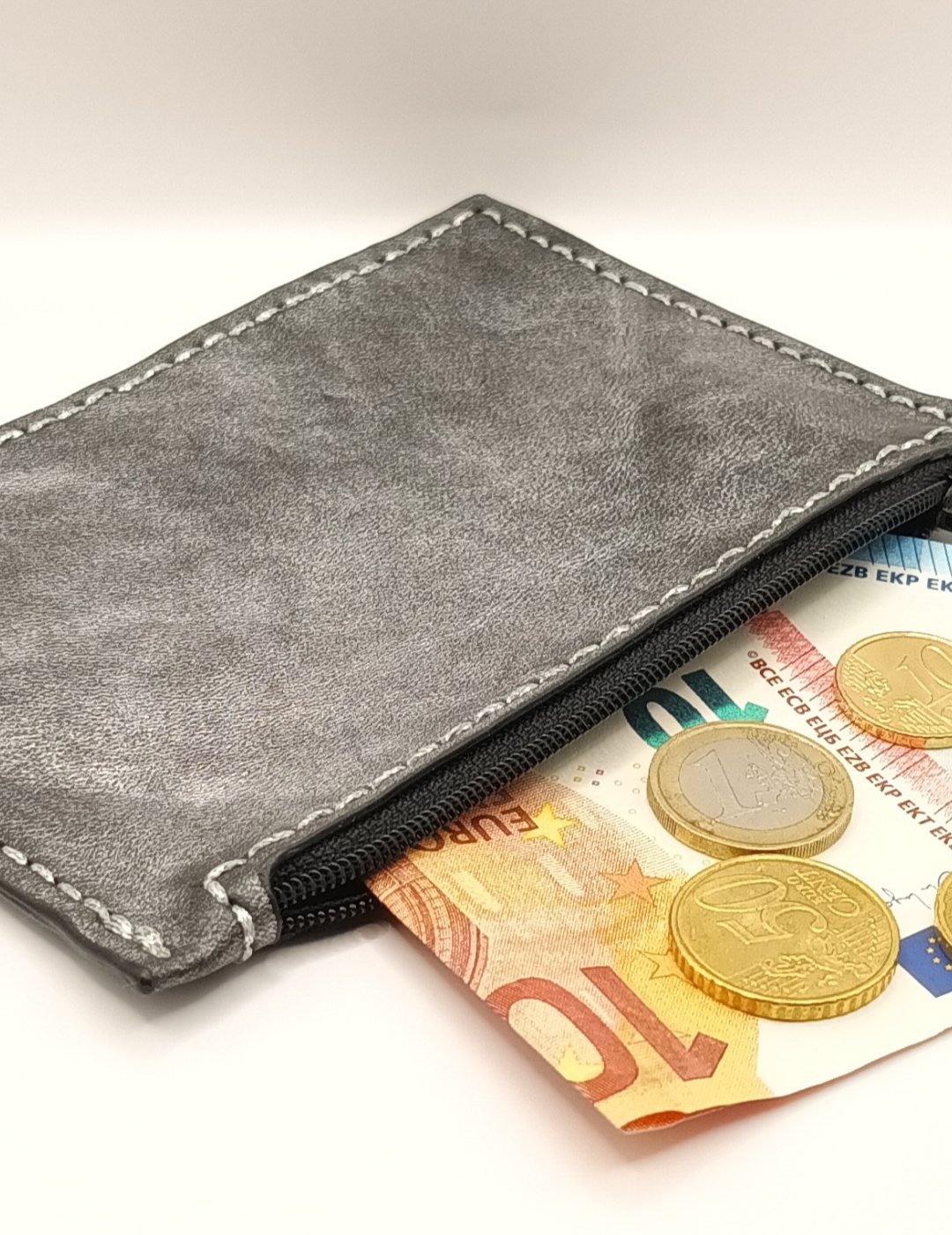 Porte-monnaie argent foncé et noir