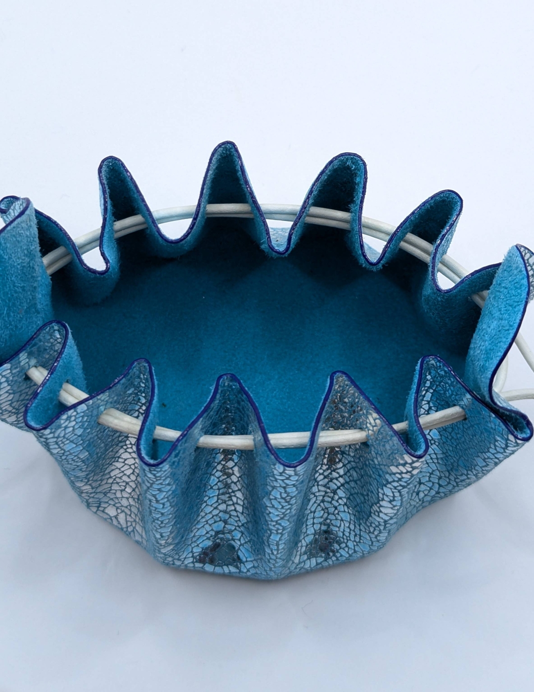 Grande bourse Bleu turquoise et argent Effet craquelé