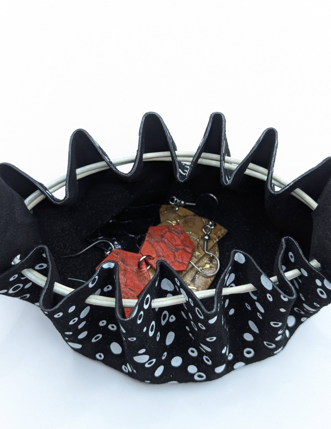 Grande bourse Noir Motif bulles blanches