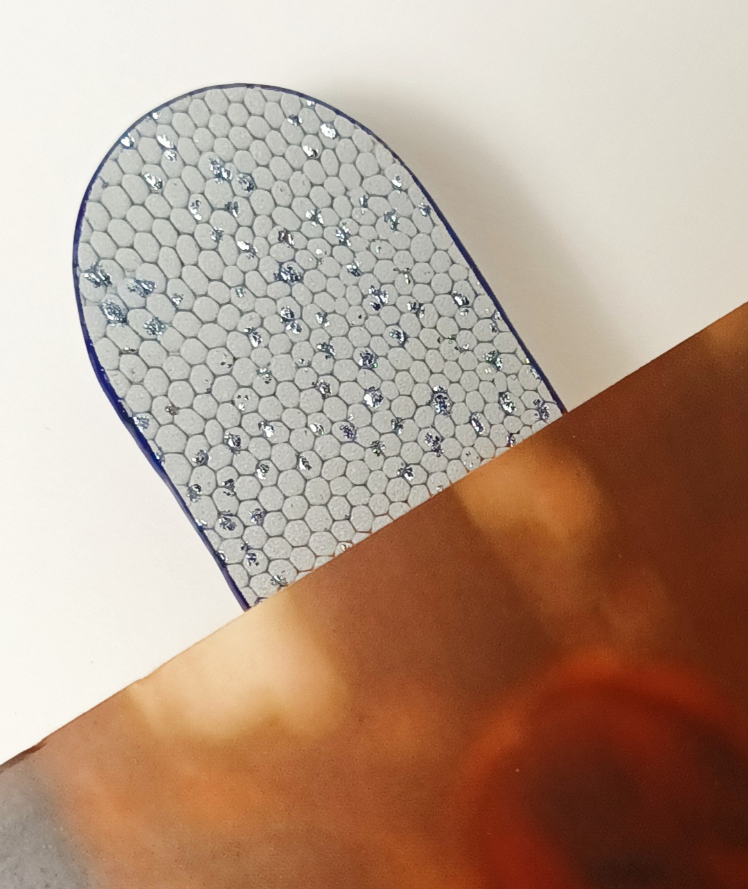 Marque-page bleu marine et bleu clair pailleté argent