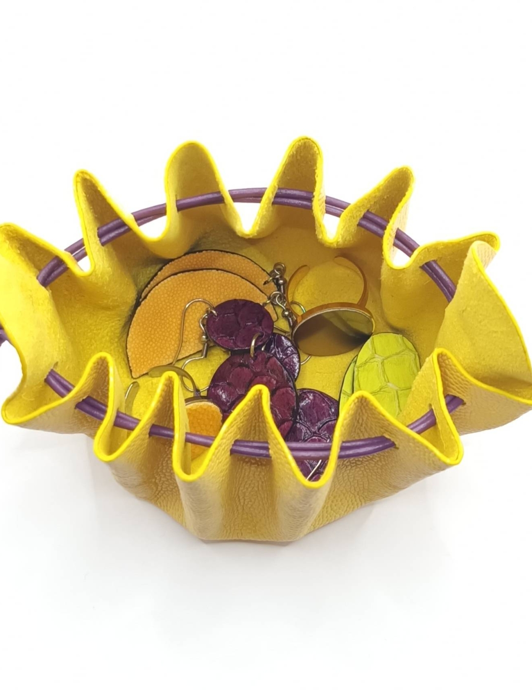 Grande bourse Jaune Grainé