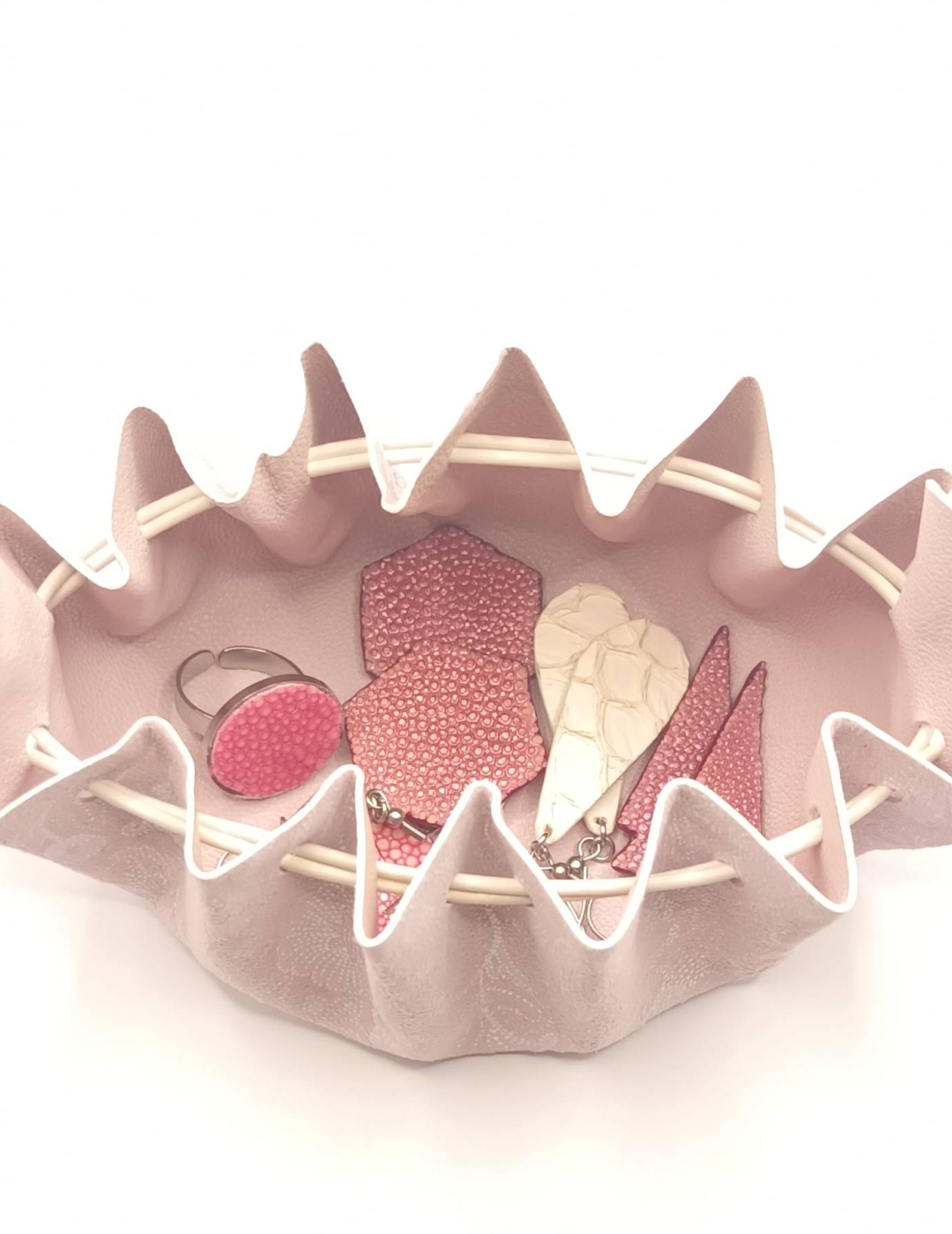 Grande bourse Rose clair Effet dentelle