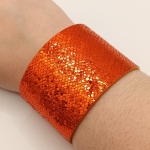 Bracelet Manchette orange pailletée et orange