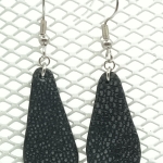 Boucles d’oreilles petite goutte en galuchat noire